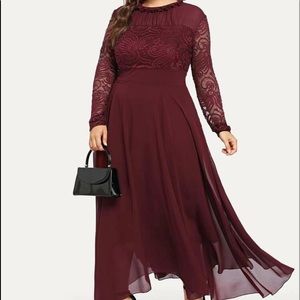 Long wine color dress